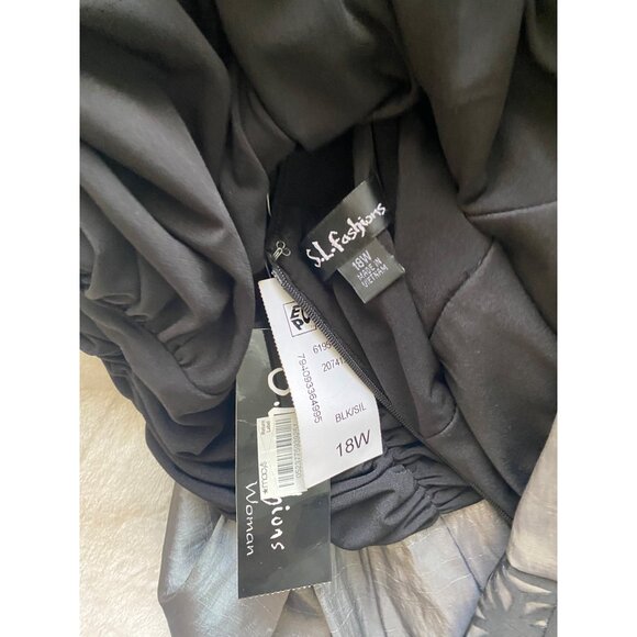 S.L. FASHIONS Sleeveless Black Evening Dress - Size 18W (NWT) - Picture 8 of 9